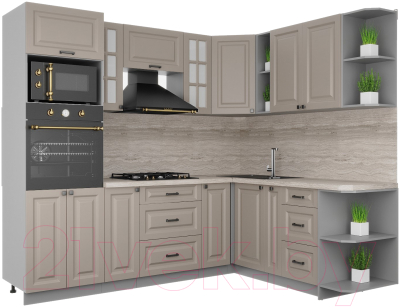 Кухонный гарнитур Интерлиния Мила Деко 1.88x2.4 правая - фото