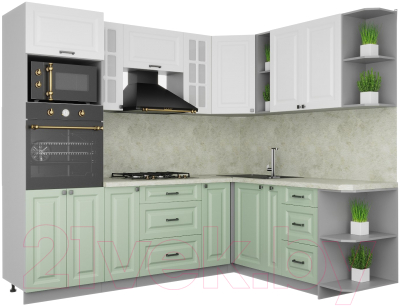 Кухонный гарнитур Интерлиния Мила Деко 1.88x2.4 правая - фото