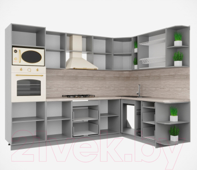 Кухонный гарнитур Интерлиния Мила Деко 1.88x2.8 правая