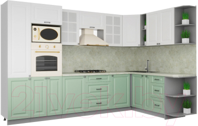 Кухонный гарнитур Интерлиния Мила Деко 1.88x3.2 правая - фото