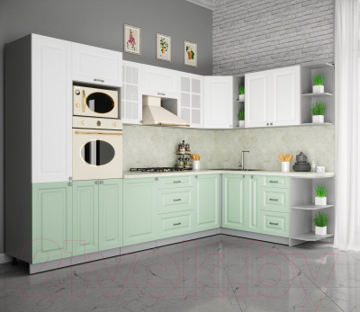 Кухонный гарнитур Интерлиния Мила Деко 1.88x3.2 правая