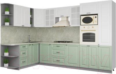 Кухонный гарнитур Интерлиния Мила Деко 1.88x3.2 левая - фото