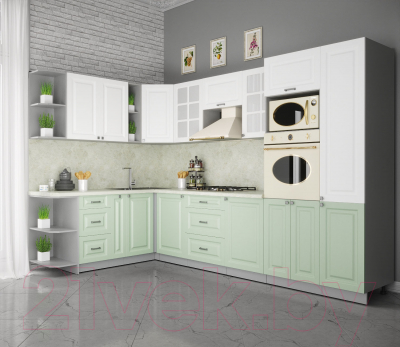 Кухонный гарнитур Интерлиния Мила Деко 1.88x3.2 левая