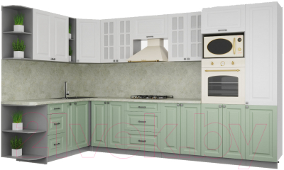 Кухонный гарнитур Интерлиния Мила Деко 1.88x3.4 левая - фото