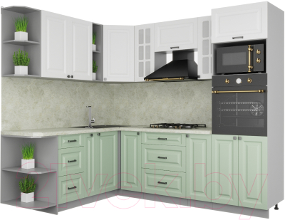 Кухонный гарнитур Интерлиния Мила Деко 1.88x2.4 левая - фото