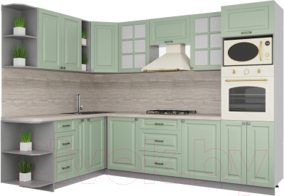 Кухонный гарнитур Интерлиния Мила Деко 1.88x2.8 левая - фото
