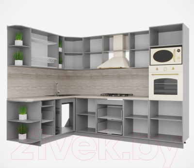 Кухонный гарнитур Интерлиния Мила Деко 1.88x2.8 левая