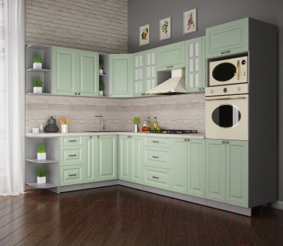 Кухонный гарнитур Интерлиния Мила Деко 1.88x3.0 левая