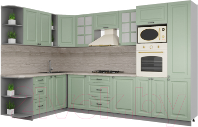 Кухонный гарнитур Интерлиния Мила Деко 1.88x3.2 левая - фото