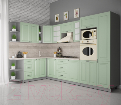 Кухонный гарнитур Интерлиния Мила Деко 1.88x3.2 левая