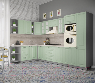 Кухонный гарнитур Интерлиния Мила Деко 1.88x3.4 левая