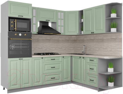Кухонный гарнитур Интерлиния Мила Деко 1.88x2.4 правая - фото