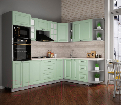 Кухонный гарнитур Интерлиния Мила Деко 1.88x2.6 правая