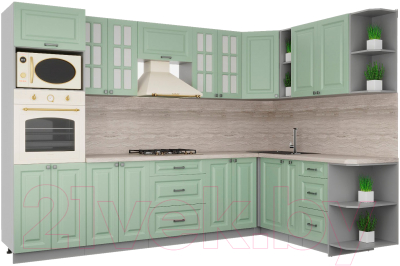 Кухонный гарнитур Интерлиния Мила Деко 1.88x3.0 правая - фото