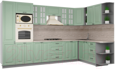 Кухонный гарнитур Интерлиния Мила Деко 1.88x3.4 правая - фото