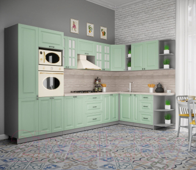 Кухонный гарнитур Интерлиния Мила Деко 1.88x3.4 правая