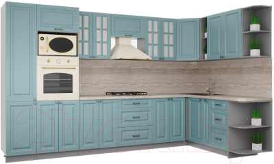 Кухонный гарнитур Интерлиния Мила Деко 1.88x3.4 правая - фото