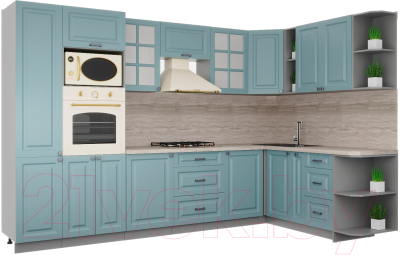 Кухонный гарнитур Интерлиния Мила Деко 1.88x3.2 правая - фото