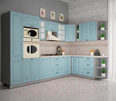 Кухонный гарнитур Интерлиния Мила Деко 1.88x3.2 правая