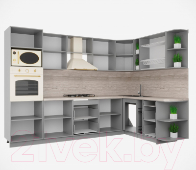 Кухонный гарнитур Интерлиния Мила Деко 1.88x3.0 правая