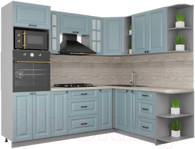 Кухонный гарнитур Интерлиния Мила Деко 1.88x2.4 правая - фото