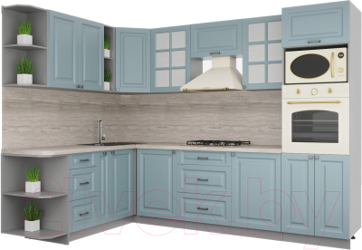 Кухонный гарнитур Интерлиния Мила Деко 1.88x2.8 левая - фото