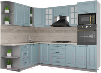 Кухонный гарнитур Интерлиния Мила Деко 1.88x2.6 левая - фото