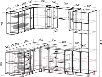 Кухонный гарнитур Интерлиния Мила Деко 1.88x2.4 левая