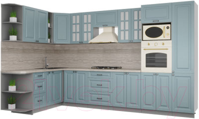 Кухонный гарнитур Интерлиния Мила Деко 1.88x3.4 левая - фото