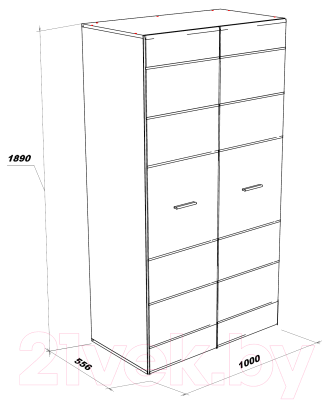 Шкаф НК Мебель Gloss 2-х дверный / 71373114 (белый/белый глянец)