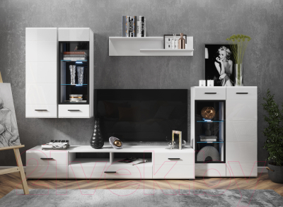 Шкаф навесной НК Мебель Gloss / 71373112 (белый/белый глянец)