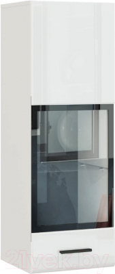 Шкаф навесной НК Мебель Gloss тип-2 / 71373137 (белый/белый глянец) - фото