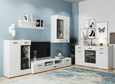 Шкаф навесной НК Мебель Gloss / 71373113 (белый/белый глянец)