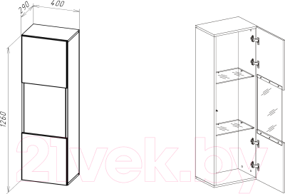 Шкаф навесной НК Мебель Point тип-22 / 71774440 (белый/белый глянец)
