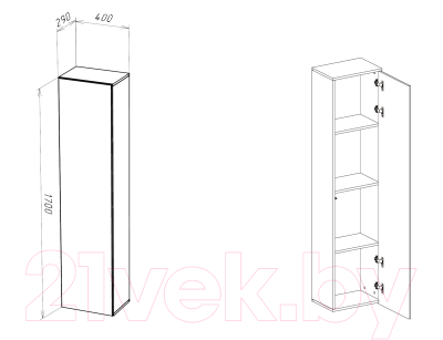 Шкаф навесной НК Мебель Point тип-40 / 71774450 (черный/черный глянец)