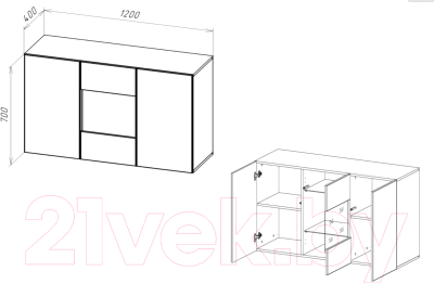 Тумба НК Мебель Point тип-1.2 / 71774468 (черный/черный глянец)