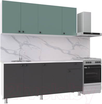 Кухонный гарнитур НК Мебель Деми 180 / 76144513 (графит/сум.голубой) - фото