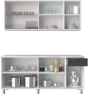 Кухонный гарнитур НК Мебель Деми 180 / 76144513 (графит/сум.голубой)