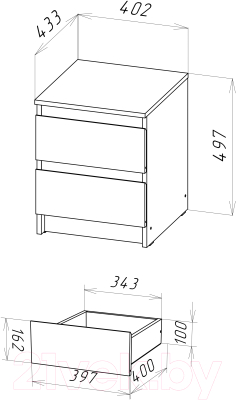 Прикроватная тумба НК Мебель Stern Т-1 2-я / 72674924
