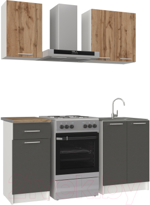 Кухонный гарнитур НК Мебель Ника 1 L / 76144500 (графит/дуб вотан) - фото