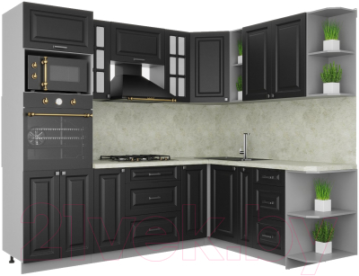 Кухонный гарнитур Интерлиния Мила Деко 1.88x2.4 правая - фото