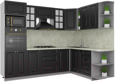 Кухонный гарнитур Интерлиния Мила Деко 1.88x2.6 правая - фото