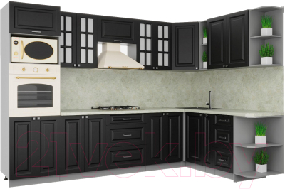 Кухонный гарнитур Интерлиния Мила Деко 1.88x3.0 правая - фото