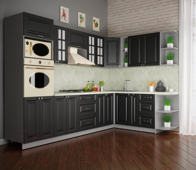 Кухонный гарнитур Интерлиния Мила Деко 1.88x3.0 правая