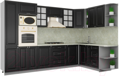 Кухонный гарнитур Интерлиния Мила Деко 1.88x3.2 правая - фото