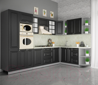 Кухонный гарнитур Интерлиния Мила Деко 1.88x3.2 правая