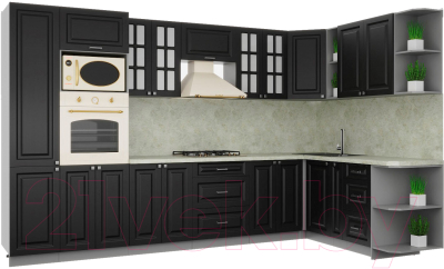 Кухонный гарнитур Интерлиния Мила Деко 1.88x3.4 правая - фото