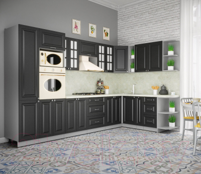 Кухонный гарнитур Интерлиния Мила Деко 1.88x3.4 правая