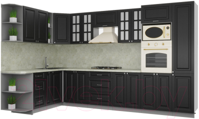 Кухонный гарнитур Интерлиния Мила Деко 1.88x3.4 левая - фото