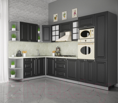 Кухонный гарнитур Интерлиния Мила Деко 1.88x3.2 левая